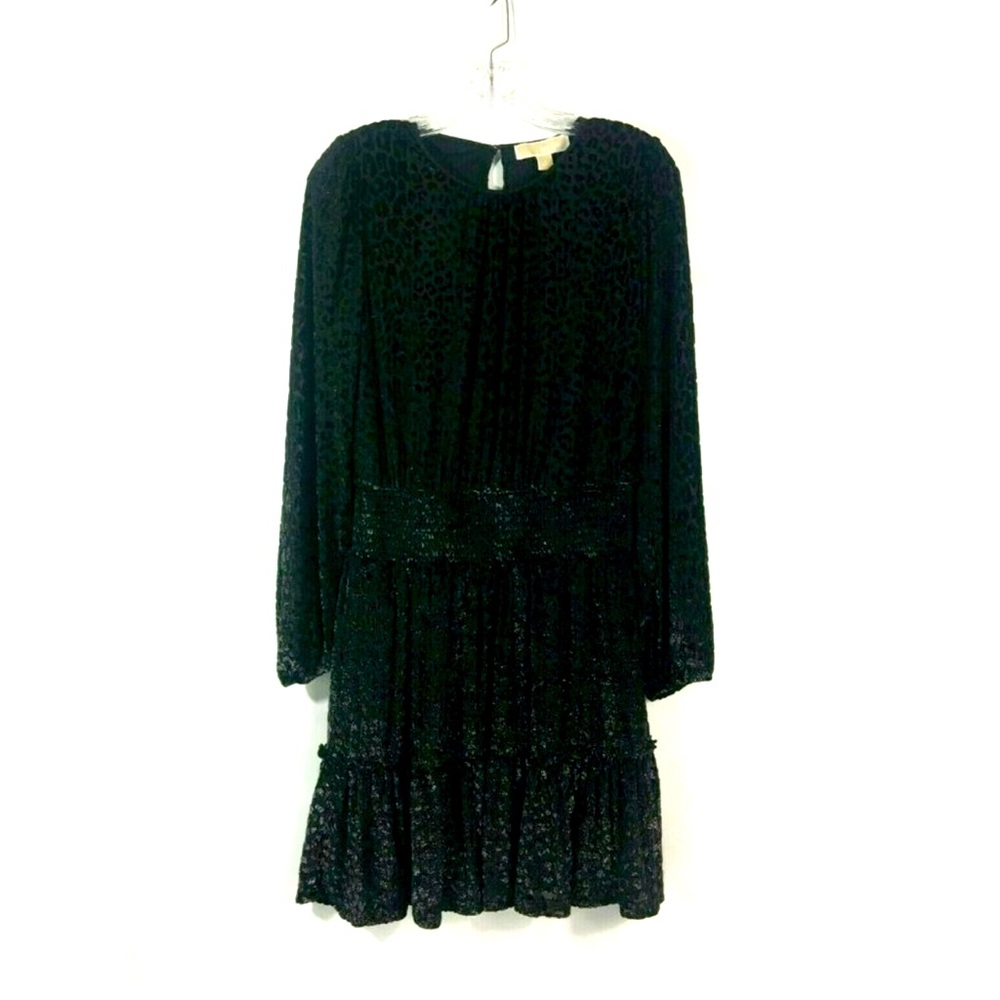 Michael Kors Smocked Animal- Print Dress